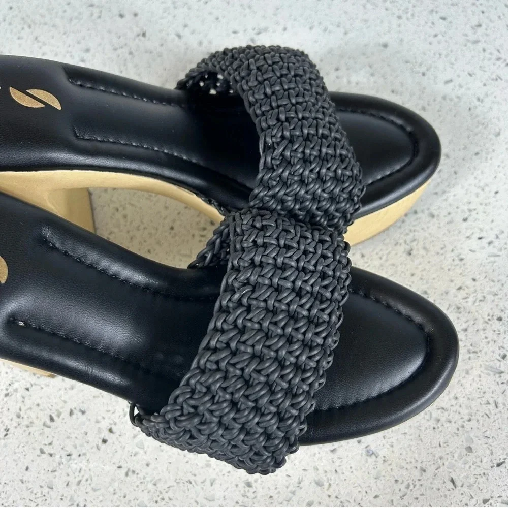 Franco Sarto Wendy Crochet Woven Leather Platform Heels Clogs NEW NWT​